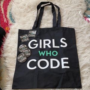 GIRLS WHO CODE Tote bag, stickers, buttons